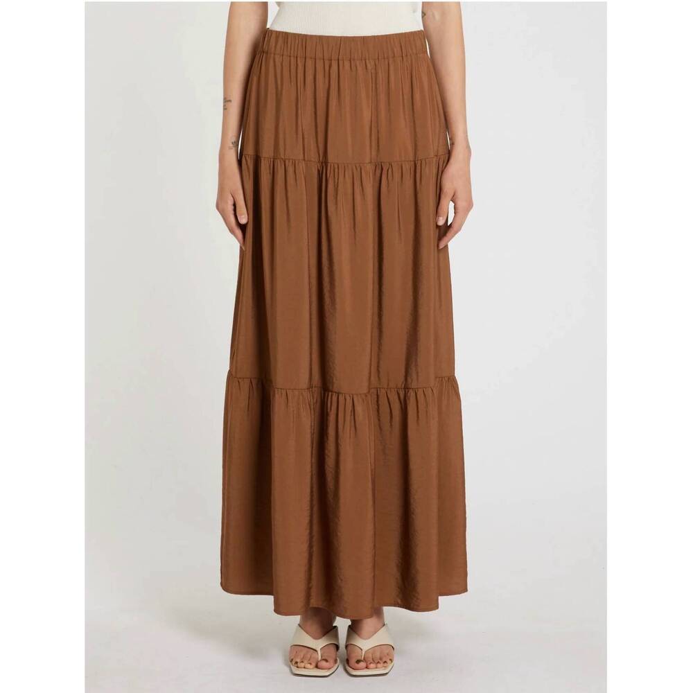 NEW MARELLA ciocca maxi skirt in tobacco brown
